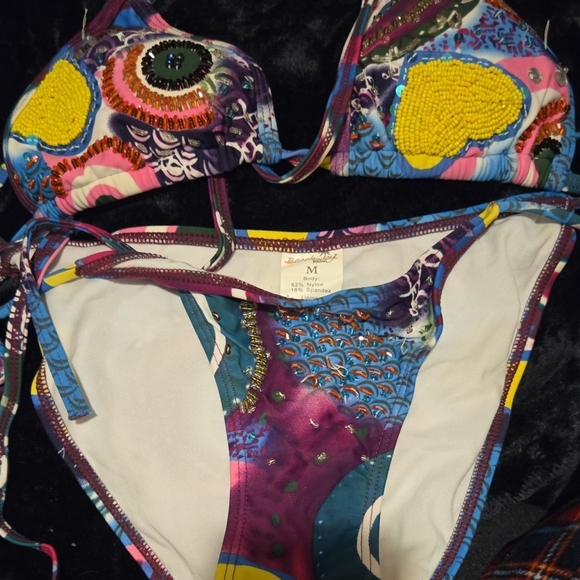 Colorful Beaded Bikini Set - Picture 1 of 3